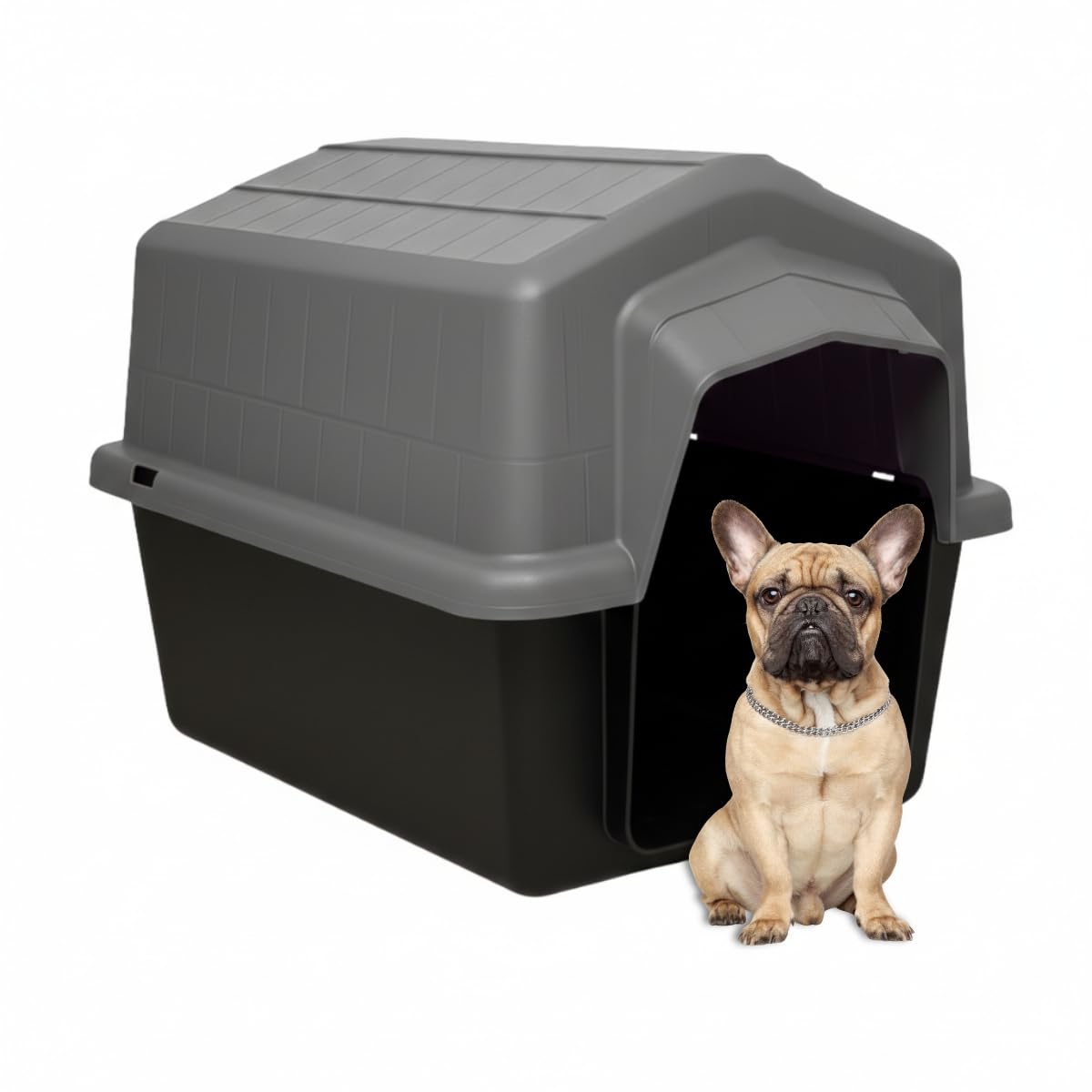 Casinha Caminha Pet N4 2 em 1 Cachorro Pequeno Médio Uso Interno Externo Sol Chuva | Casa Desmontável Proteção Conforto | Cães Porte até 20kg | Plástico Rígido Fácil Limpeza Proteção UV (Cinza)