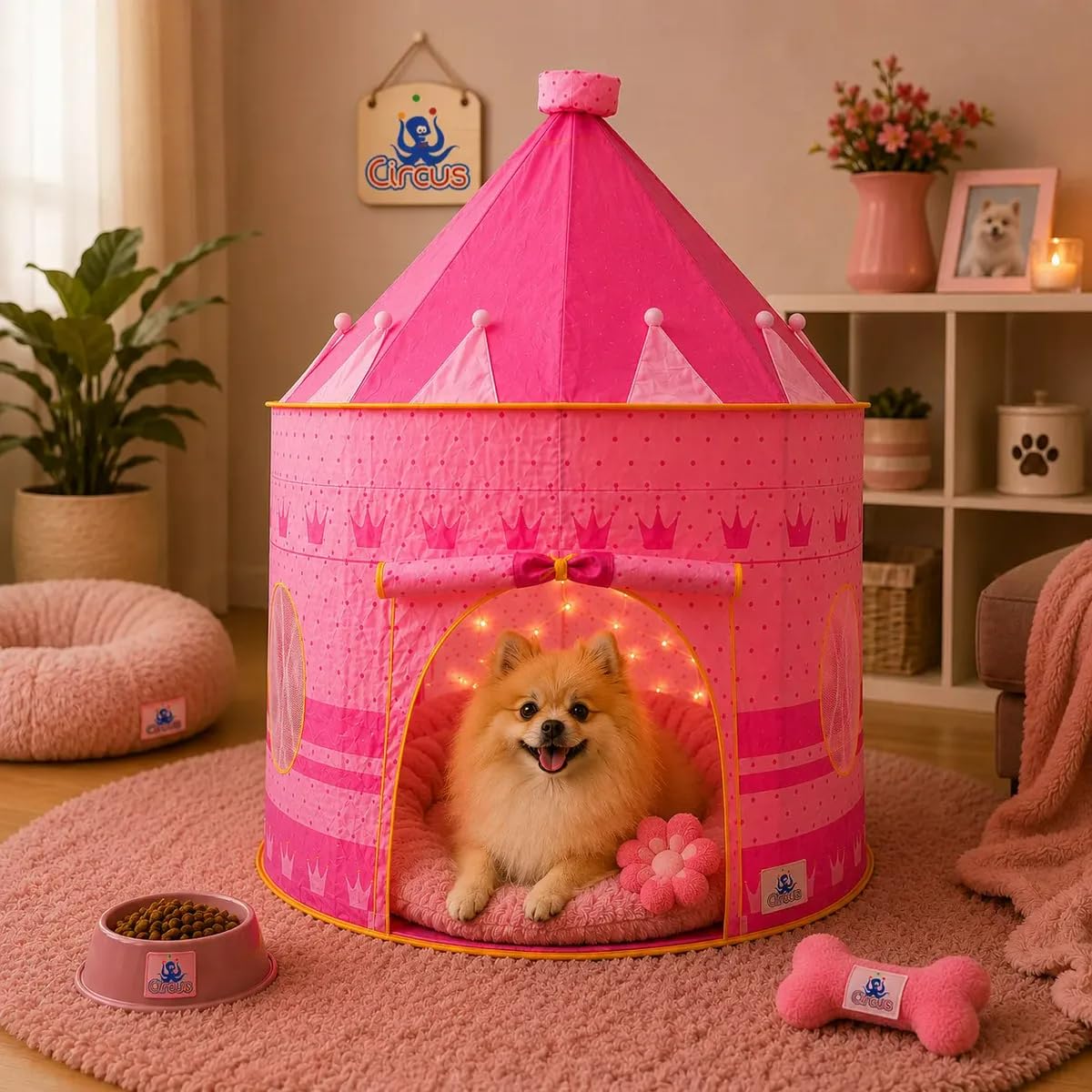 Casinha De Cachorros Casinha Pet Casa De Cachorro Grande Rosa | Dobravel, Telas Respiráveis, Porta Enrolável