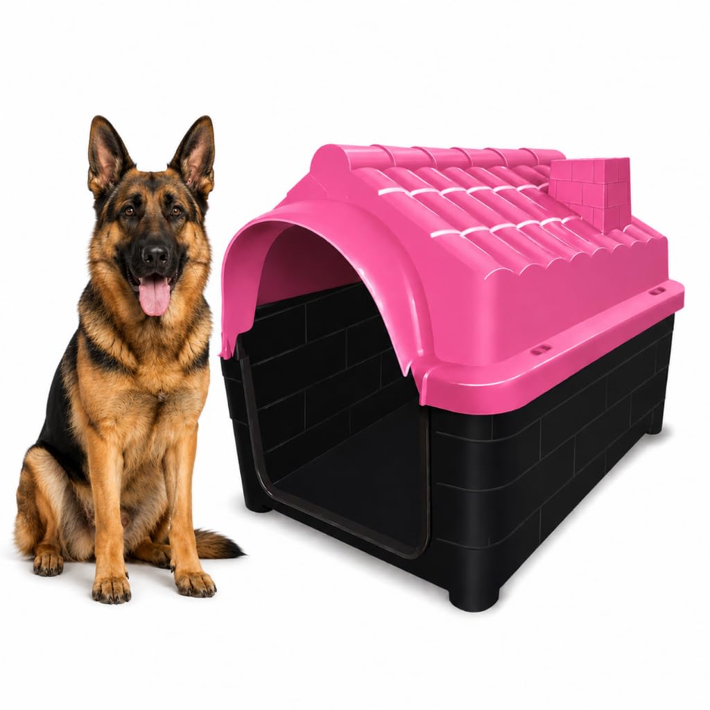 Casinha Plástica para Cachorro Grande e Médio N6 N7 N8 N9 Resistente(Rosa,N8)