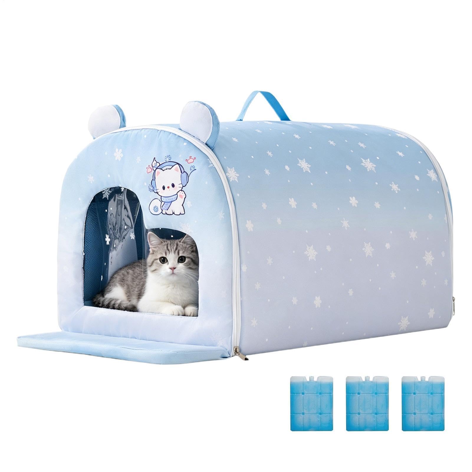 Casinha Isolada para Animais Dobrável Espaçoso com Bolsa de | Casa Refrescante para Gatos de Interior e Exterior Para Raças Pequenas E Médias, Gatinhos, , Pátio, Alpendre, Quintal,