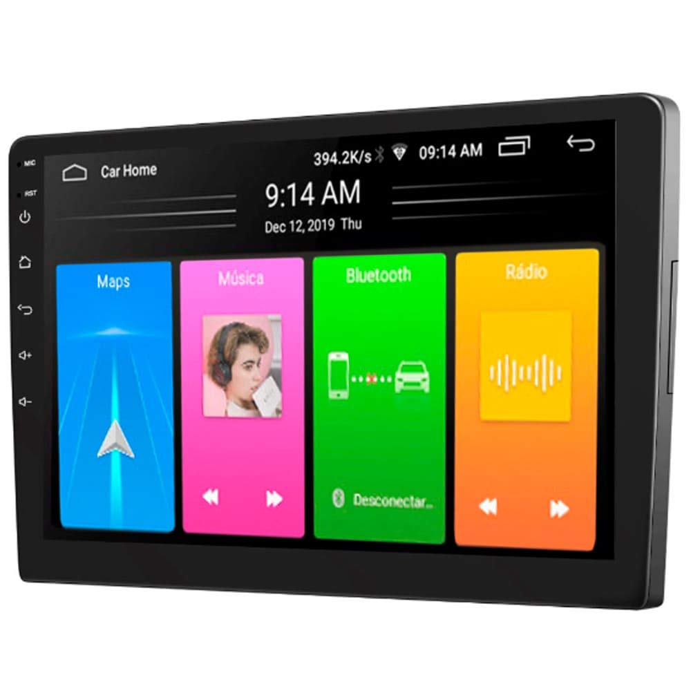 Aparelho de Som Automotivo MP5 Central Multimídia Universal Android 8.1 Tela 9" HT-9100 capta rádio FM entradas USB SD Card Auxiliar Bluetooth Espelhamento sem fio