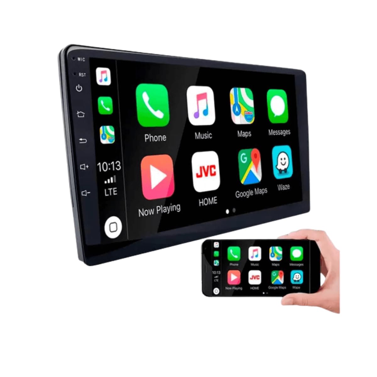 CENTRAL MULTIMÍDIA ANDROID 13, SLIM, TELA IPS 9" FULL TOUCH, 2/32GB, USB, SD, AUX, BLUETOOTH, ESPELHA ANDROID E IOS, CARPLAY E ANDROID AUTO CONECTIVIDADE COM OU SEM FIO