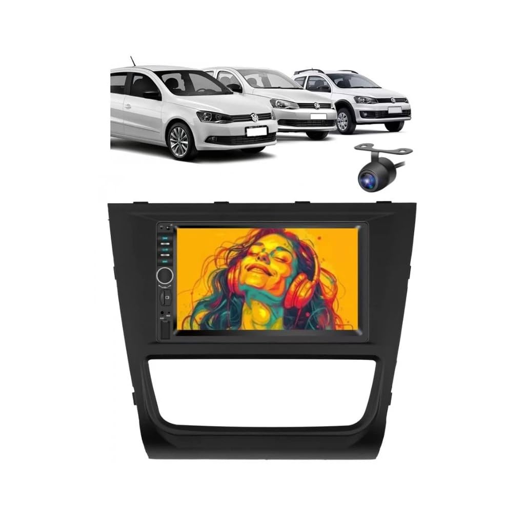Kit Central Multimídia de 7 Polegadas c/Botão G6 Gol/Saveiro/Voyage 2012 á 2016 - Preto