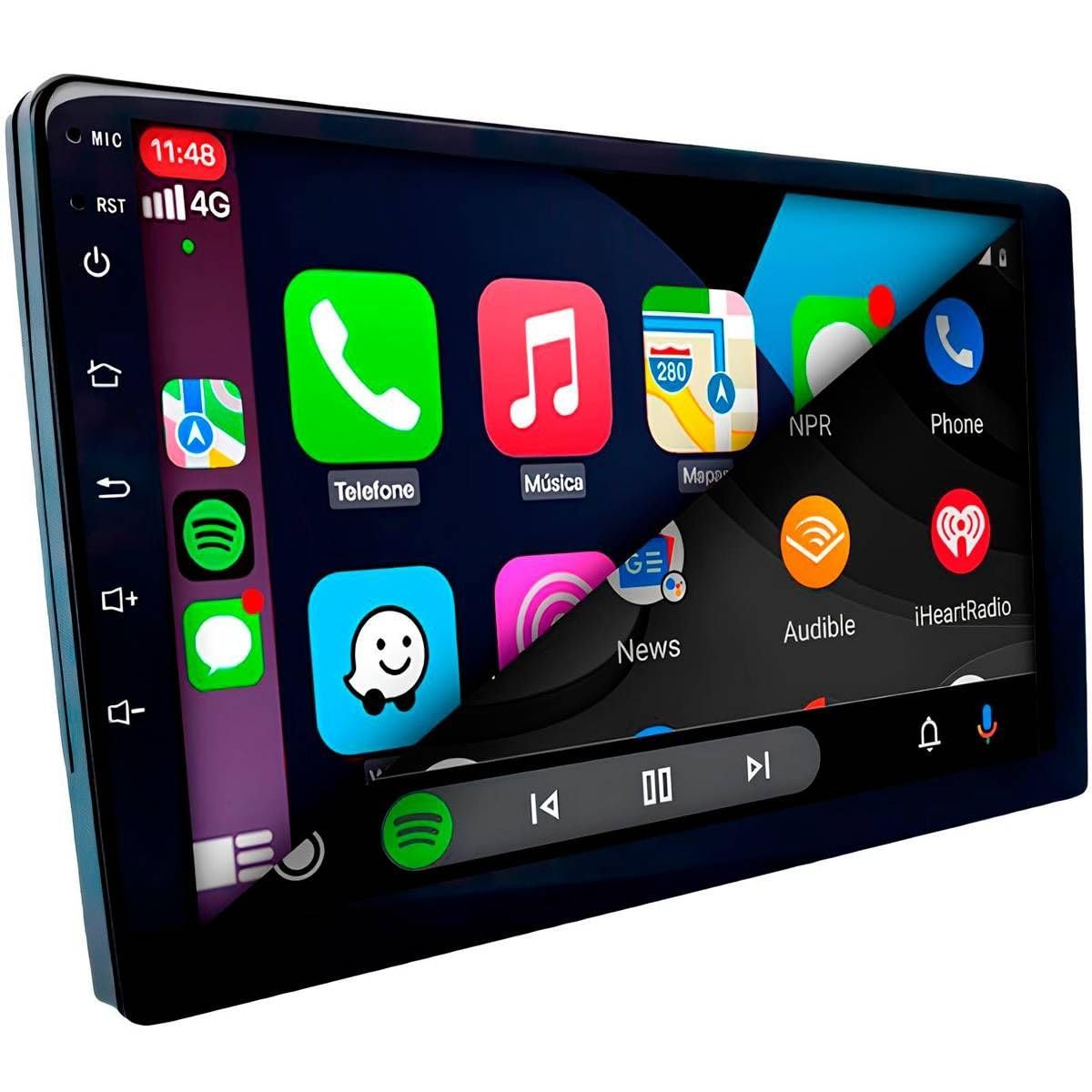 CENTRAL MULTIMÍDIA ANDROID 13, QUAD-CORE 4/64GB, TELA QLED 7" FULL TOUCH, SLIM, USB, SD, AUX, BLUETOOTH, ESPELHA ANDROID E IOS, CARPLAY E ANDROID AUTO COM OU SEM FIO