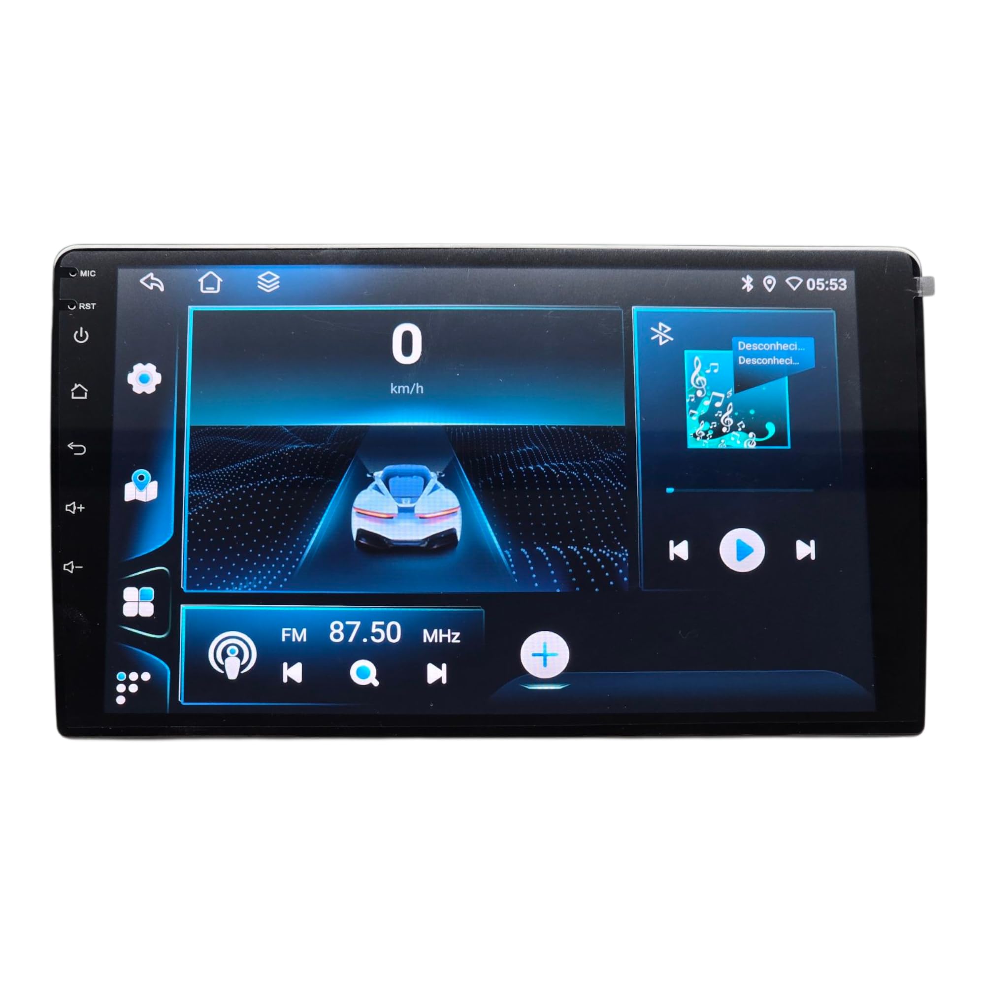 CENTRAL MULTIMÍDIA ANDROID 13, OCTA-CORE, 6/128GB, TELA QLED 9" FULL TOUCH, SLIM, USB, SD, AUX, BLUETOOTH, ESPELHA ANDROID E IOS, CARPLAY E ANDROID AUTO COM OU SEM FIO
