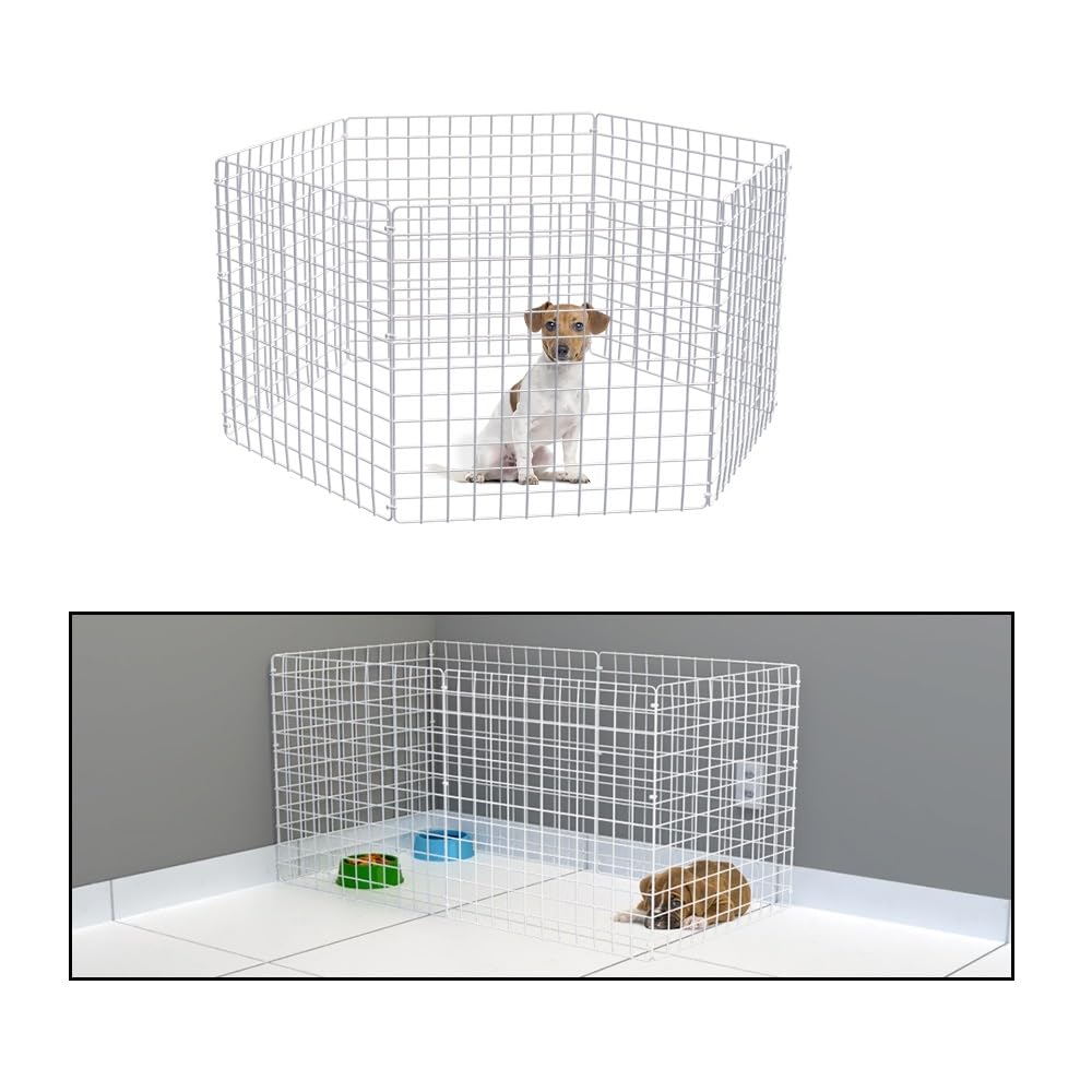 Cercado para Cachorros Pequeno Médio Porte 60cm Altura Movel Dobravel 6 Telas Branco Cercadinho para Porquinho da Índia