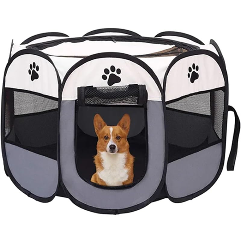 TerraX Cercado Para Pets Cão Gato Hamster Aves, Grande, 91x91x59cm, Cinza