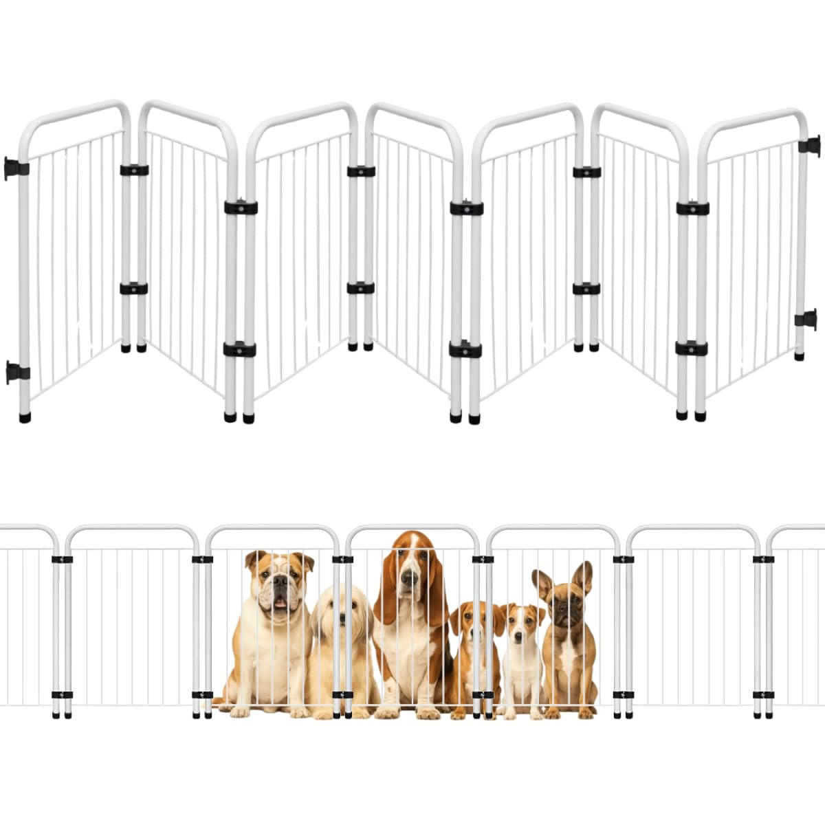 Cercado Grade Cercadinho Portátil Dobrável 3 5 7 Módulos Modular Proteção Pets Filhotes Cachorro Gato Coelho Animais 50 cm Altura (Branco, 7 Módulos)