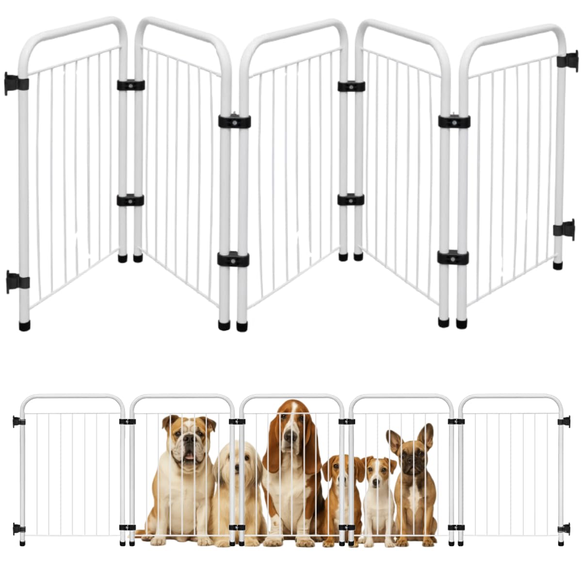 Cercado Grade Cercadinho Portátil Dobrável 3 5 7 Módulos Modular Proteção Pets Filhotes Cachorro Gato Coelho Animais 50 cm Altura (Branco, 5 Módulos)