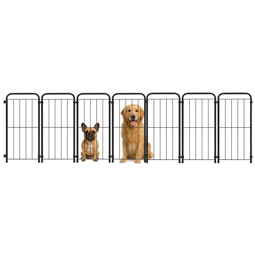 Cercado Pet Dobrável 98cm em Aço Reforçado • Grade de para Cães Grandes(Preto,4 Módulos (A98cm x L150cm))