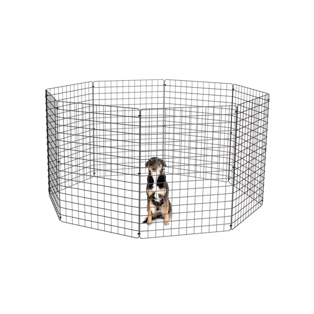 Cercado Pet Dobrável 80cm Aramado Modular 4 a 10 Telas Para Cães e Gatos Filhotes Portátil Branco ou Preto(Preta - 10 Telas)