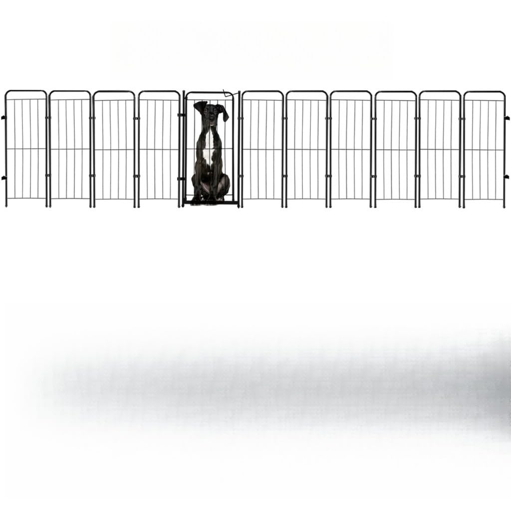 Cercado Pet Grande Dobrável em Aço 98cm com Portão | Grade de Segurança Modular 1 a 10 Módulos até 4,14m Antiferrugem para Cachorros(05 modulos + Portão,Preto)