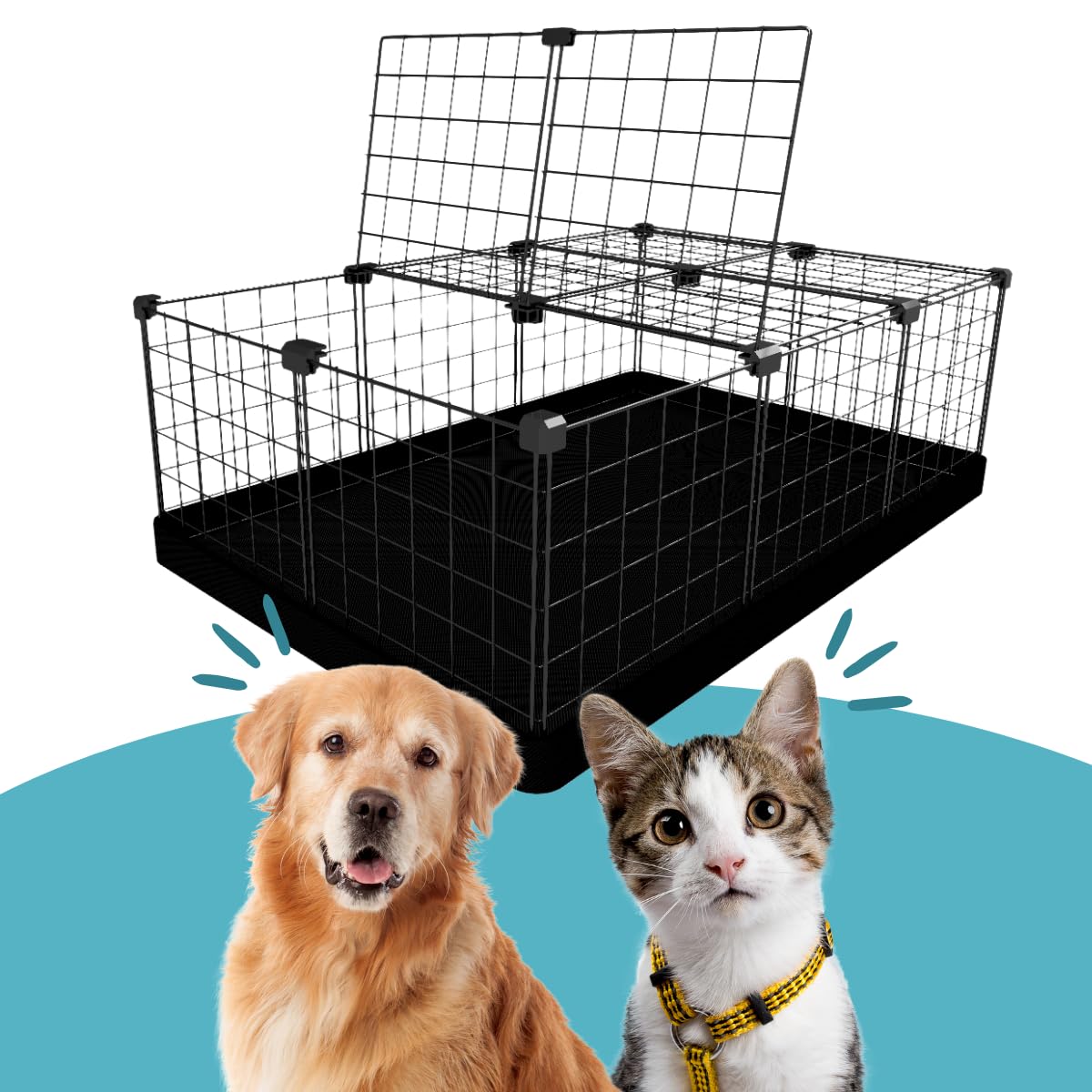 Cercado Modular Portátil Para Cães E Gatos 120x80 (Preto-Preto)