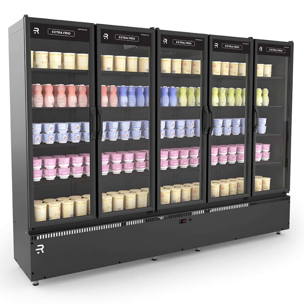 Cervejeira Auto Serviço Vanguard Extra Frio -5°C ASVEF5P All Black Refrimate - 5 Portas 1631L Ar Forçado Iluminação LED 220V