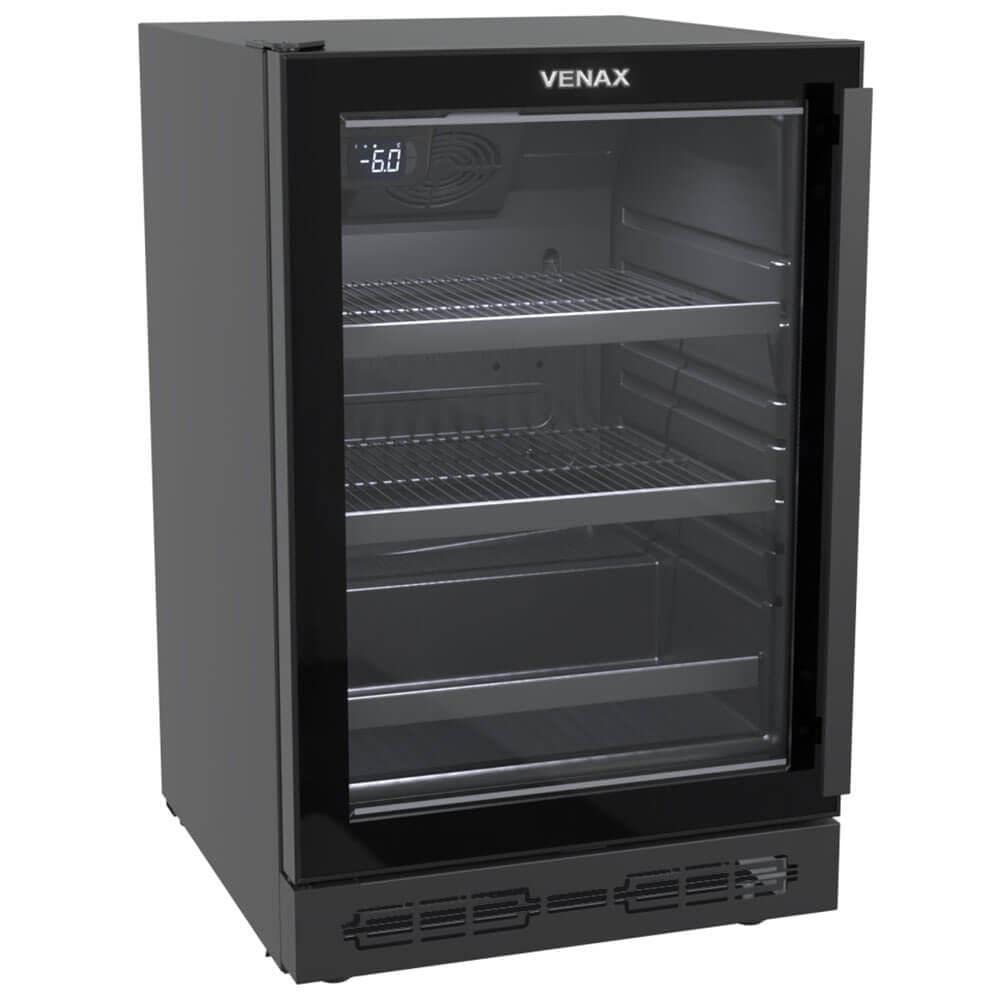 Cervejeira de Embutir Venax Top Light In 100l Preto Fosco Led Branco Porta Invertida de Vidro 127v