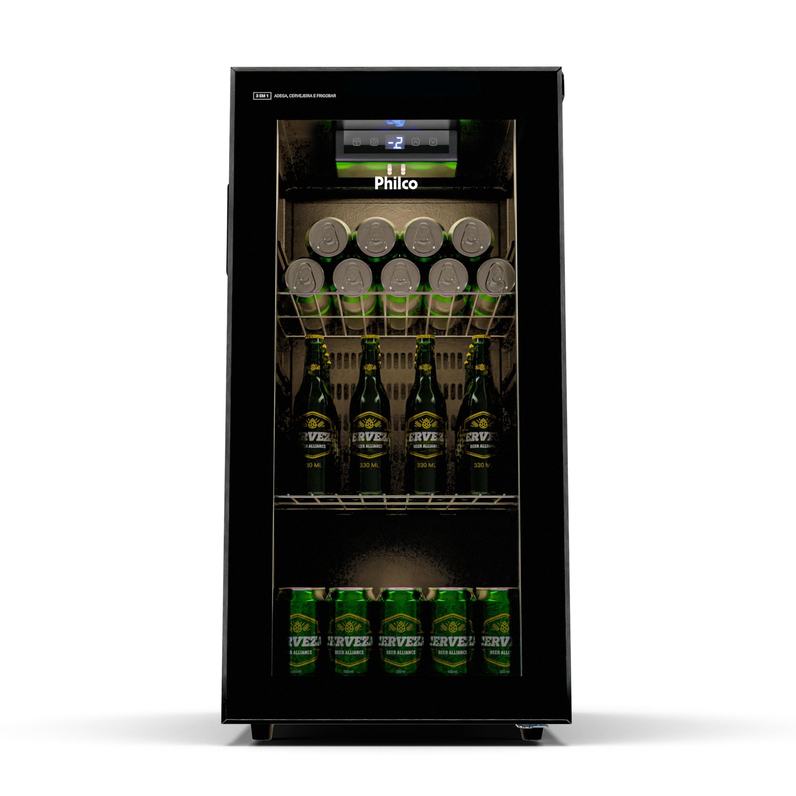 Cervejeira Philco 96L Display Digital Porta de Vidro Iluminação LED Degelo Automático PCV09A 220V