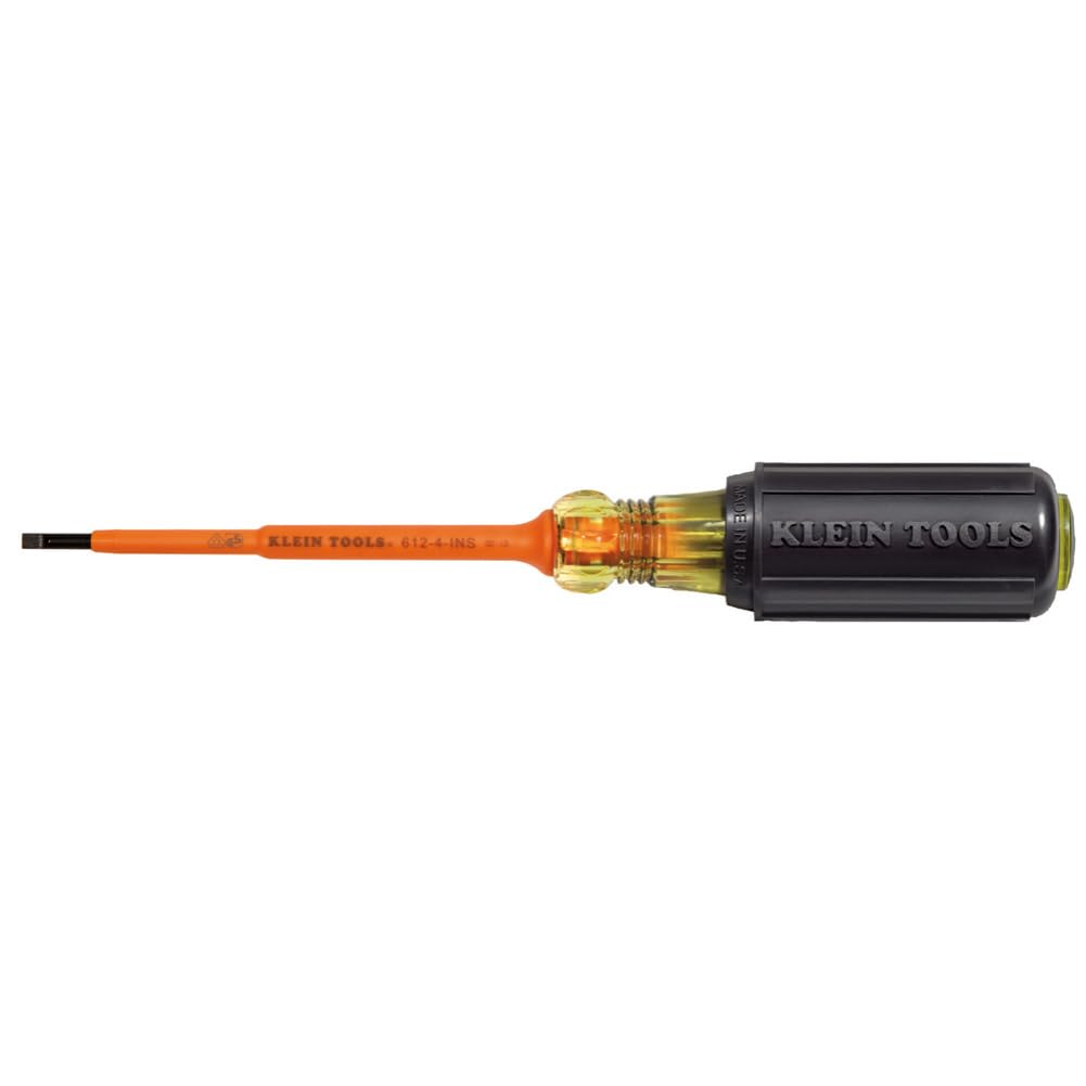 Klein Tools 612-4-INS Chave de fenda isolada de 1/8 polegada, 10 cm