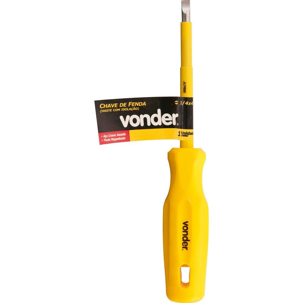 Chave De Fenda Com Haste Isolada, Aço Cromo Vanádio, 1/4" X 5" Vonder.