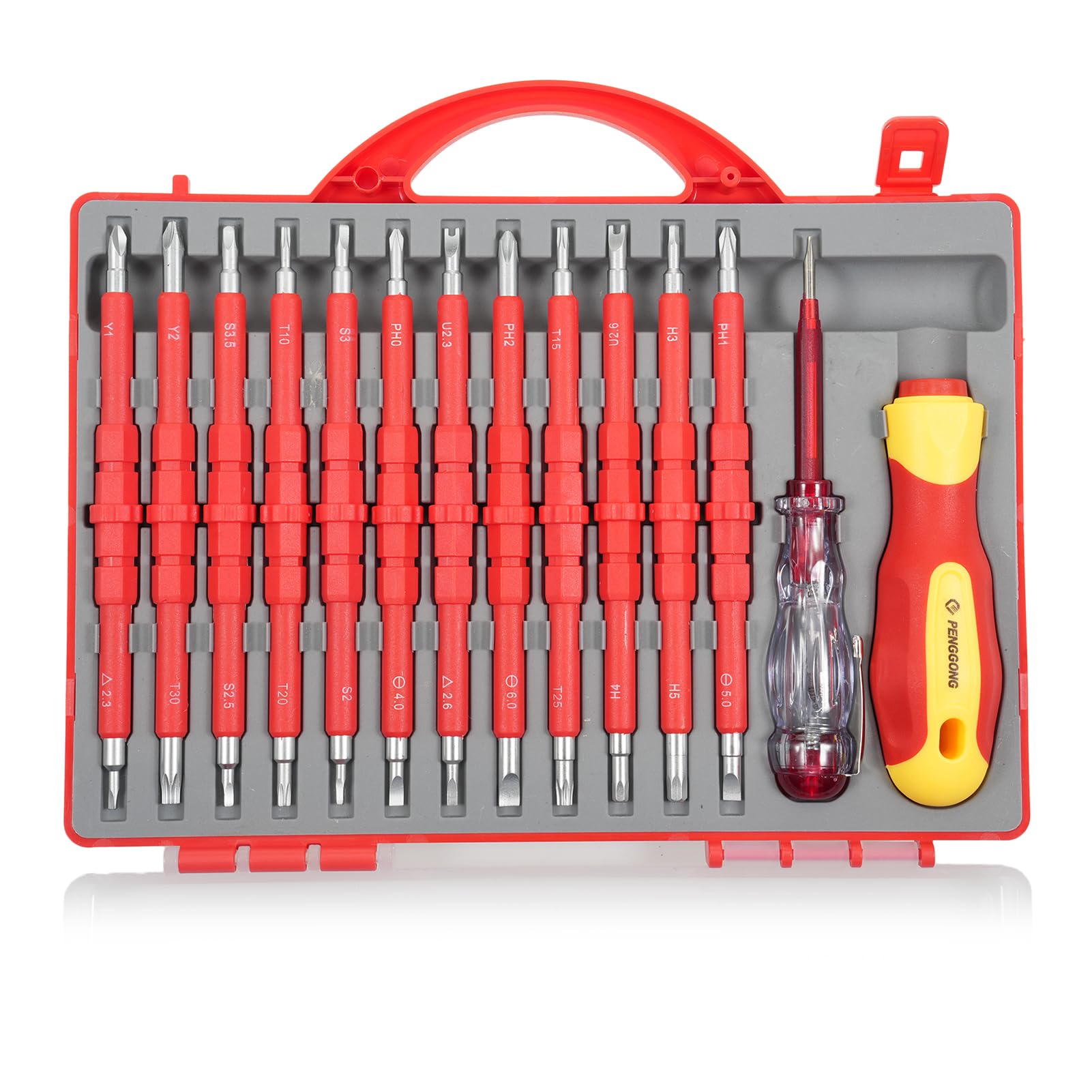 Conjunto de chave de fenda isolada 9714B 500V 12 unidades de chave de fenda isolada de ponta dupla com alça antiderrapante Conjunto de chave de fenda profissional premium multifuncional com
