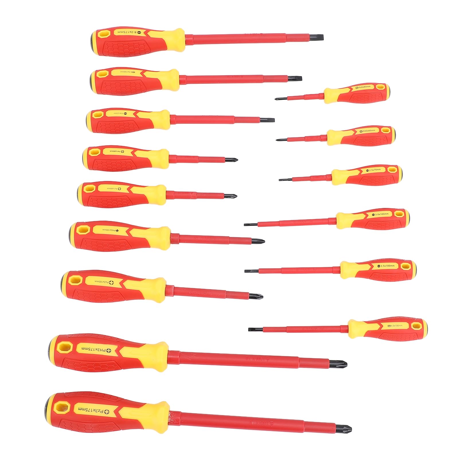 Conjunto de Chave de Fenda Isolada para Eletricista, Conjunto de Chave de Fenda Isolada Profissional Com Aderência Confortável 15pcs Desempenho de Longa Duração para Veículos