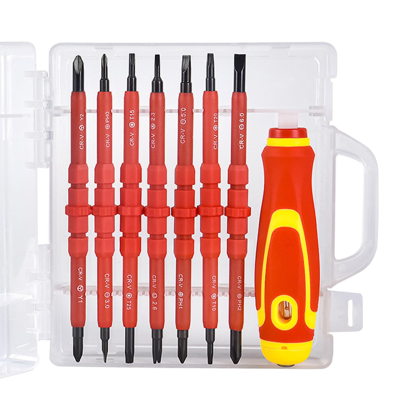Conjunto de bits de chave de fenda para eletricista 15 1, | Conjunto de chave de fenda isolada mutável broca de aço magnético, ferramenta de reparo de equipamento elétrico