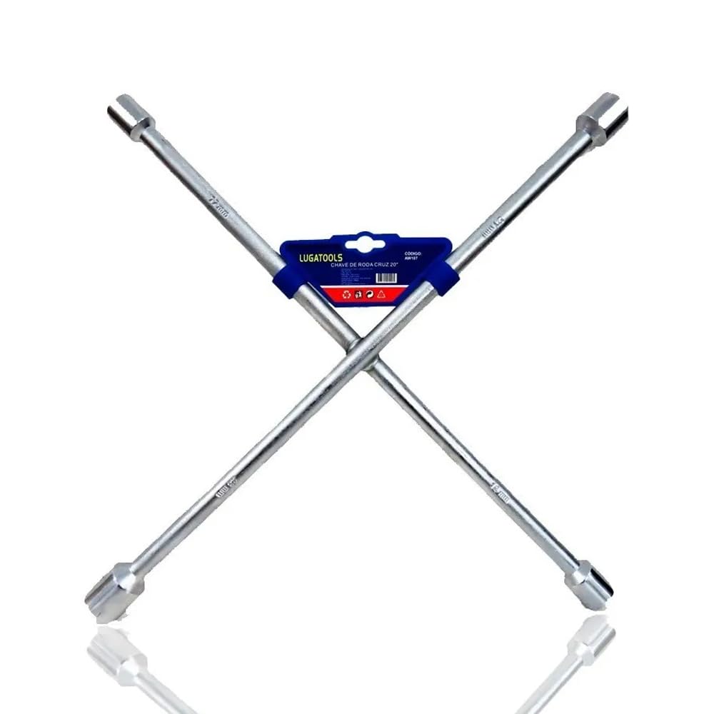 Chave De Roda em Cruz Universal para Veículos Carro 4 Bocas 20 Pol. 17x19x21x23mm Aço
