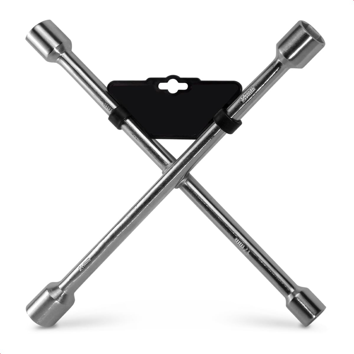 Chave de Roda Cruz 17 19 21 23 Cromada Galvanizada Reforçada Troca de Pneu Automotivo