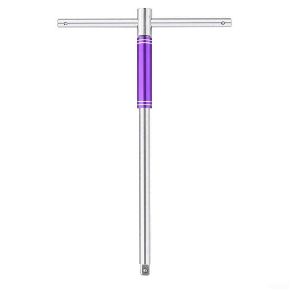 Chave de roda estendida para pneu de carro, porca de ferro, com adaptador de soquete de 1/2 polegada, cabo telescópico, liga prateada, roxa, ferramenta de comprimento de 378 mm
