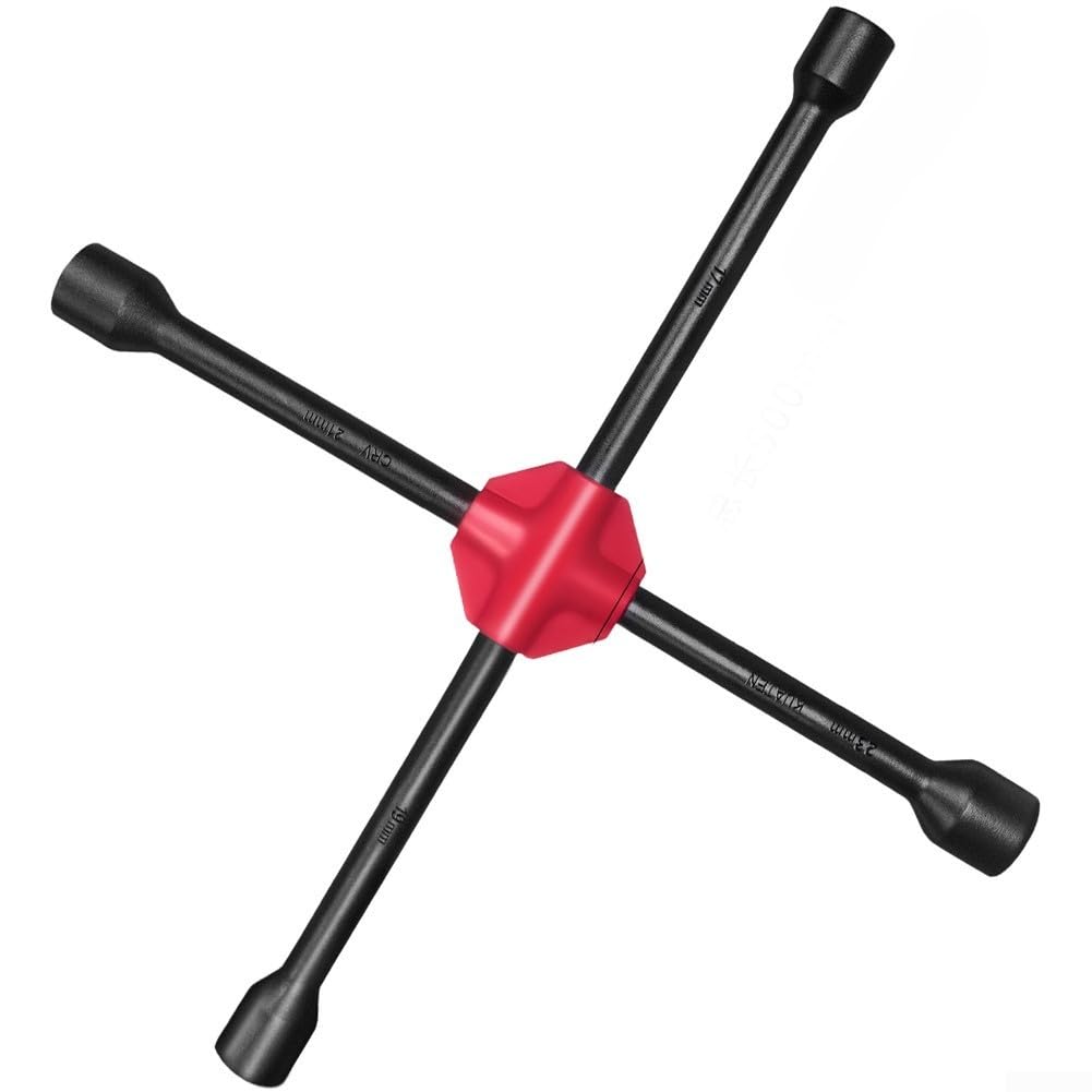 Chave de Roda Cruz 50cm Aço Cromo Vanádio 17/19/21/23mm Para Troca Pneus Carro SUV Caminhão