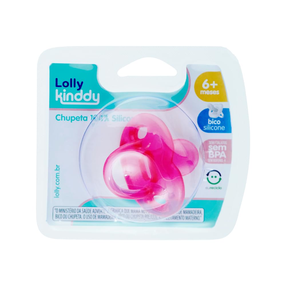 Chupeta 100% Silicone +6 Meses Lolly Rosa
