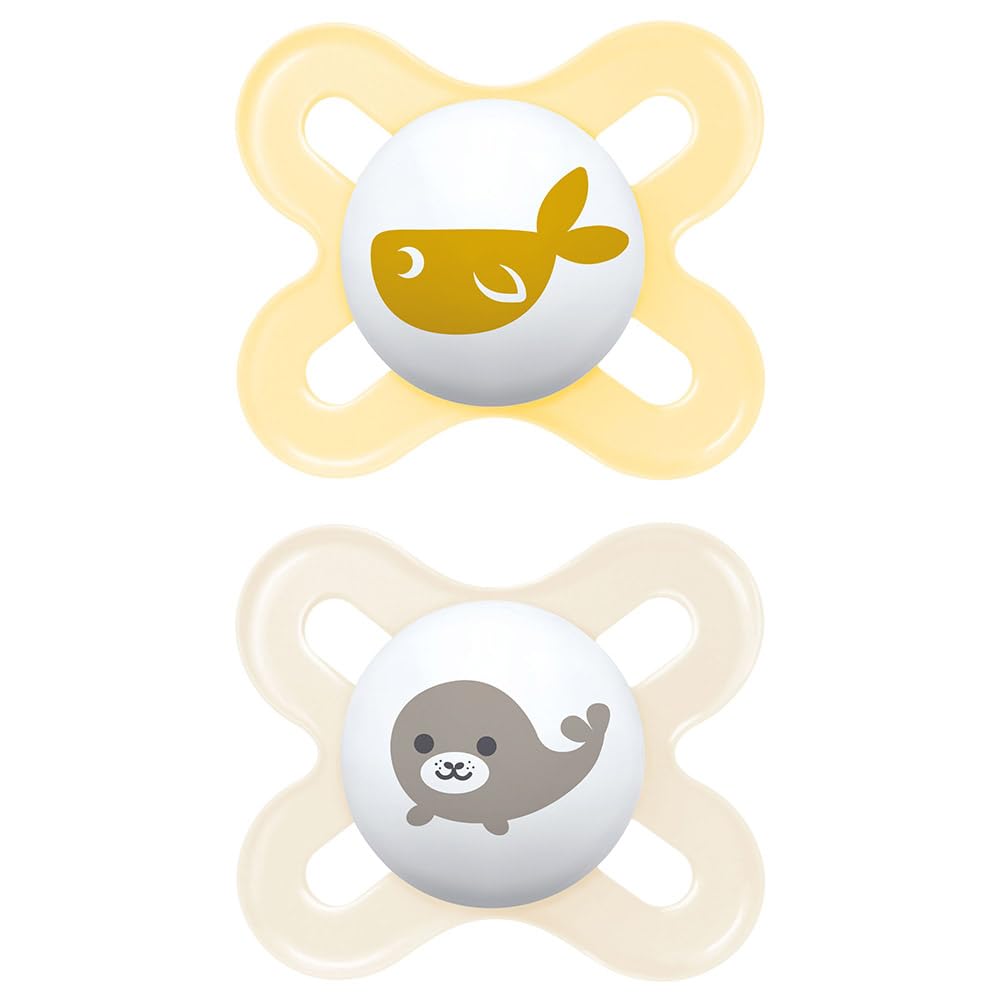MAM Baby Kit com 2 Chupetas Original Start Com Bico Simétrico de Silicone SkinSoft para Crianças 0-2 Meses Com Caixa Esterilizadora, Neutra