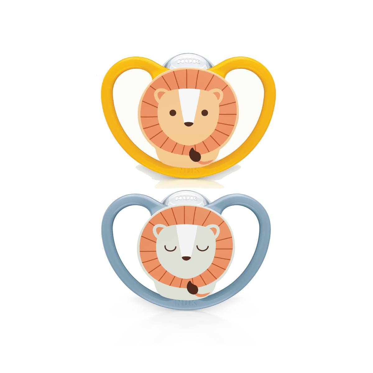 Kit com 2 Chupetas Space Silicone Boy S2 - NUK, Azul/Azul, Tam 2 (6-18 Meses)