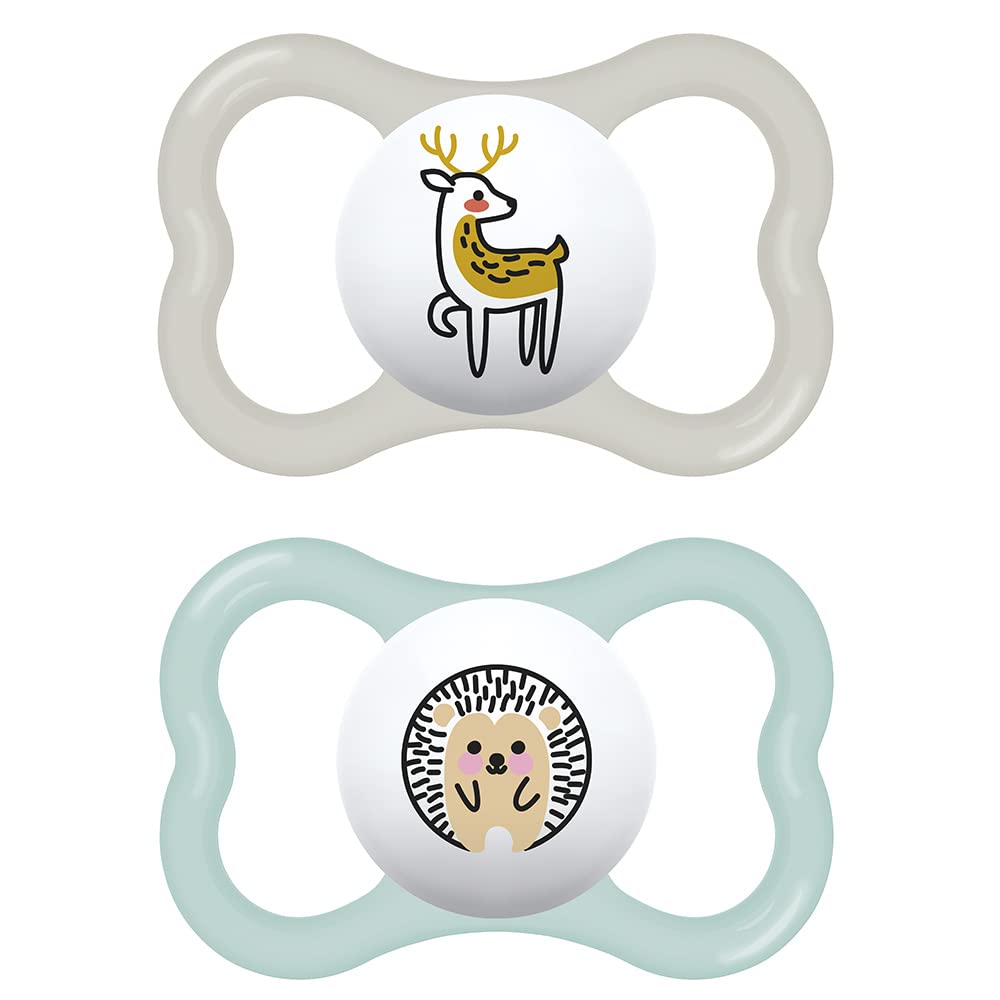 MAM Baby Kit com 2 Chupetas Supreme Com Bico Extrafino de Silicone SkinSoft para Crianças 6+ Meses Com Caixa Esterilizadora, Neutro