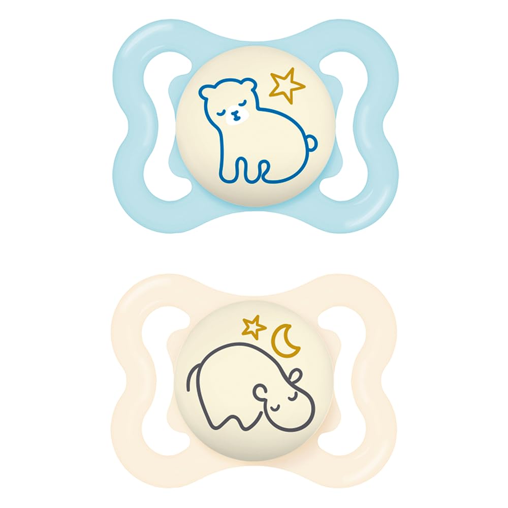 Chupeta Azul e Neutra Supreme Night Silicone Mam 0 a 6 Meses 2 Unidades CH91221