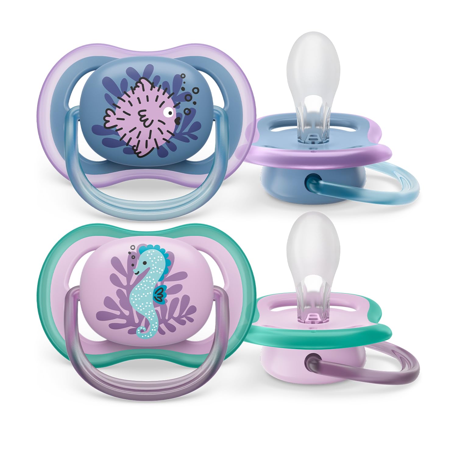 Chupeta Avent Ultra Air Dupla Decorada 6-18M – Cavalo Marinho e Baiacu