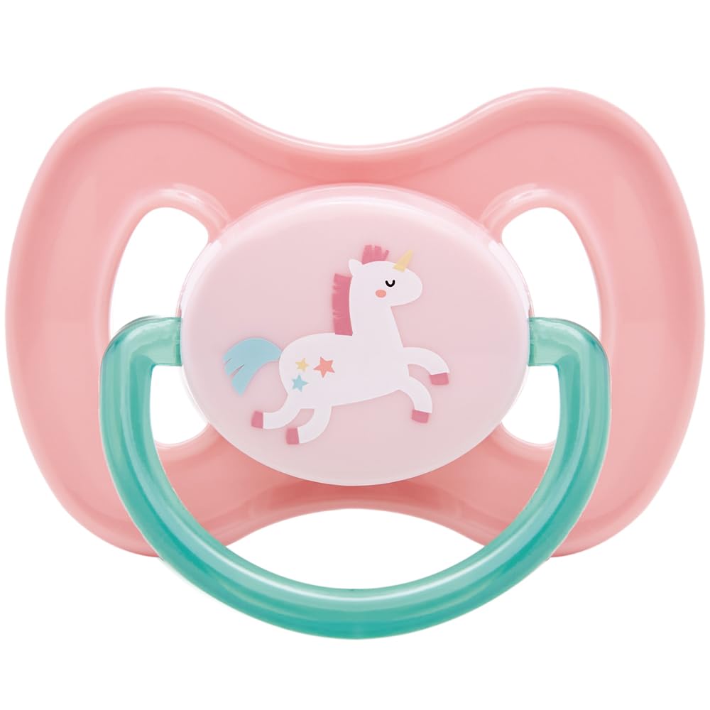 Buba Chupeta Confort Magic Dino, Silicone, Tamanho 1, Formato Anatômico, 6 Meses+, Rosa e Verde Claro