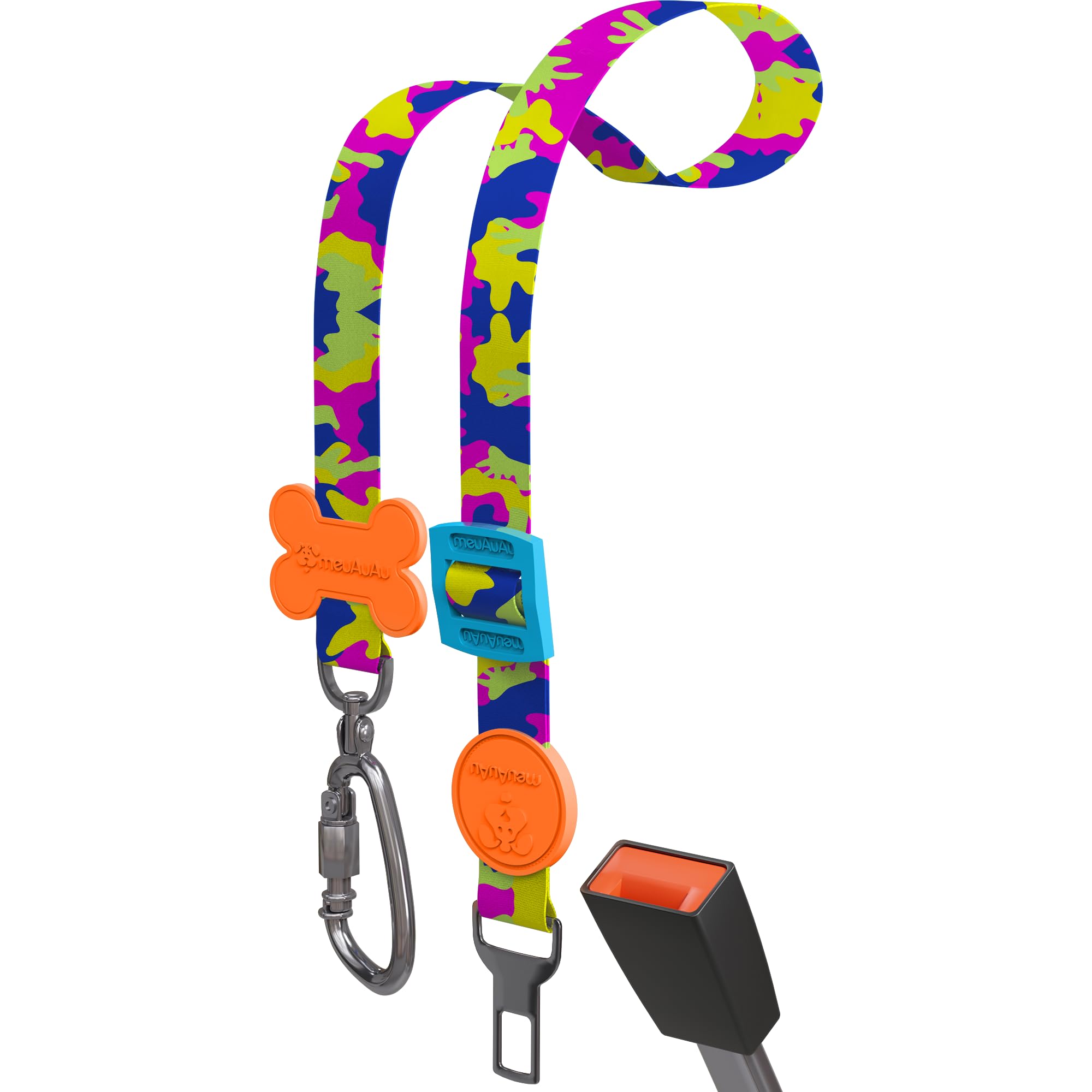 meuAuAu Cinto de Segurança para Cães, Gatos e Cachorros no Carro, Cinto Segurança Pet Universal Ajustável de 40 a 80 cm com Mosquetão Giratório (TOY)