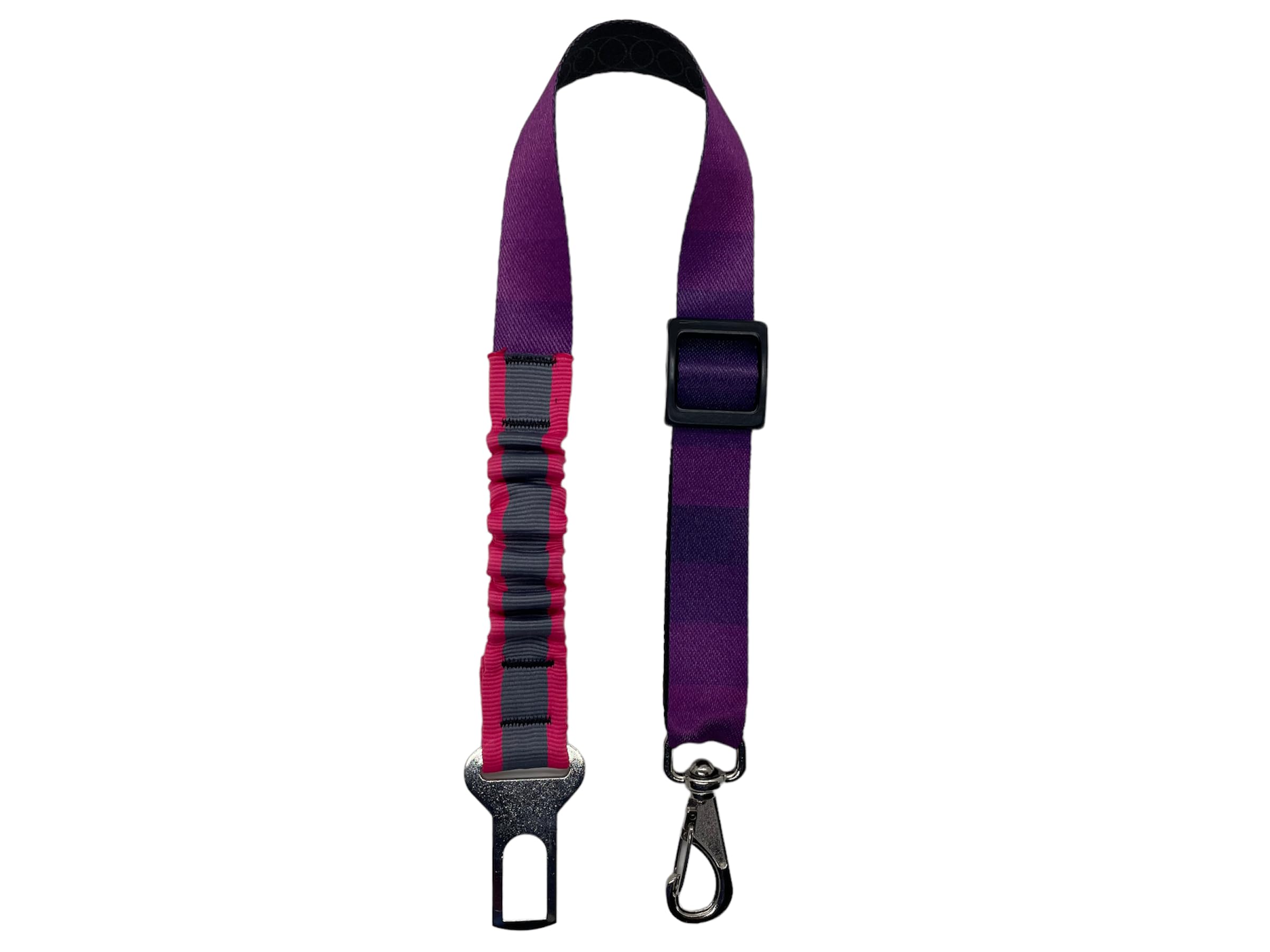 Cinto de Segurança Pet Universal com Sistema de Amortecimento, Ajustável 48-72cm, Mosquetão Giratório com Trava de Segurança para Veículos (lilas)