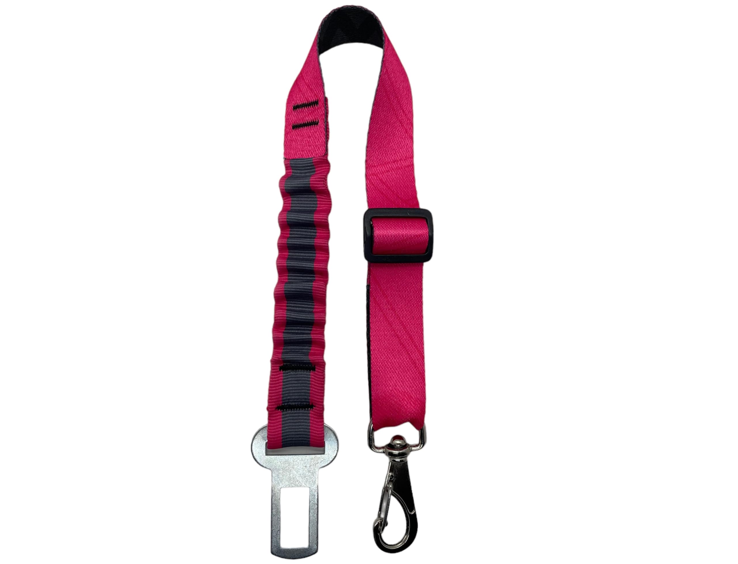 Cinto de Segurança para Pet, Amortecedor Anti-Impacto, Ajustável 48-72cm, Universal para Cães e Gatos, Mosquetão Rotação 360° (Rosa)