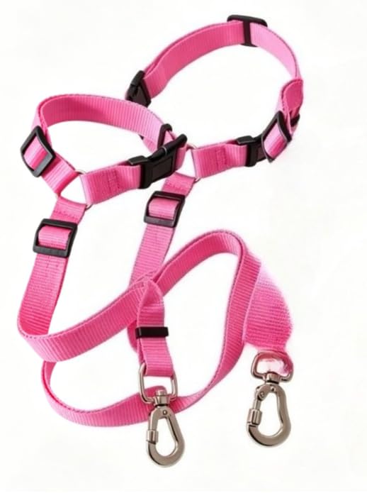 Cinto de Segurança Pet para Carro Ajustável 45-70cm - Guia Veicular para Cães de Todos os Portes - cinto segurança pet Uso em Viagens e Deslocamentos Urbanos(ROSA,2 UNIDADES)