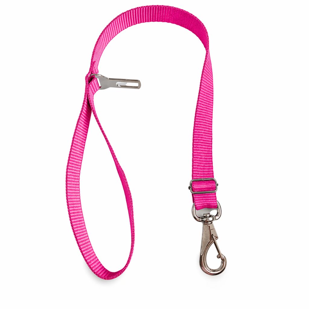 Guia Cinto Segurança Pet 2 em 1 Ajustável para Carro e Passeio - Nylon Reforçado até 35kg - Uso Veicular e Urbano(Rosa)