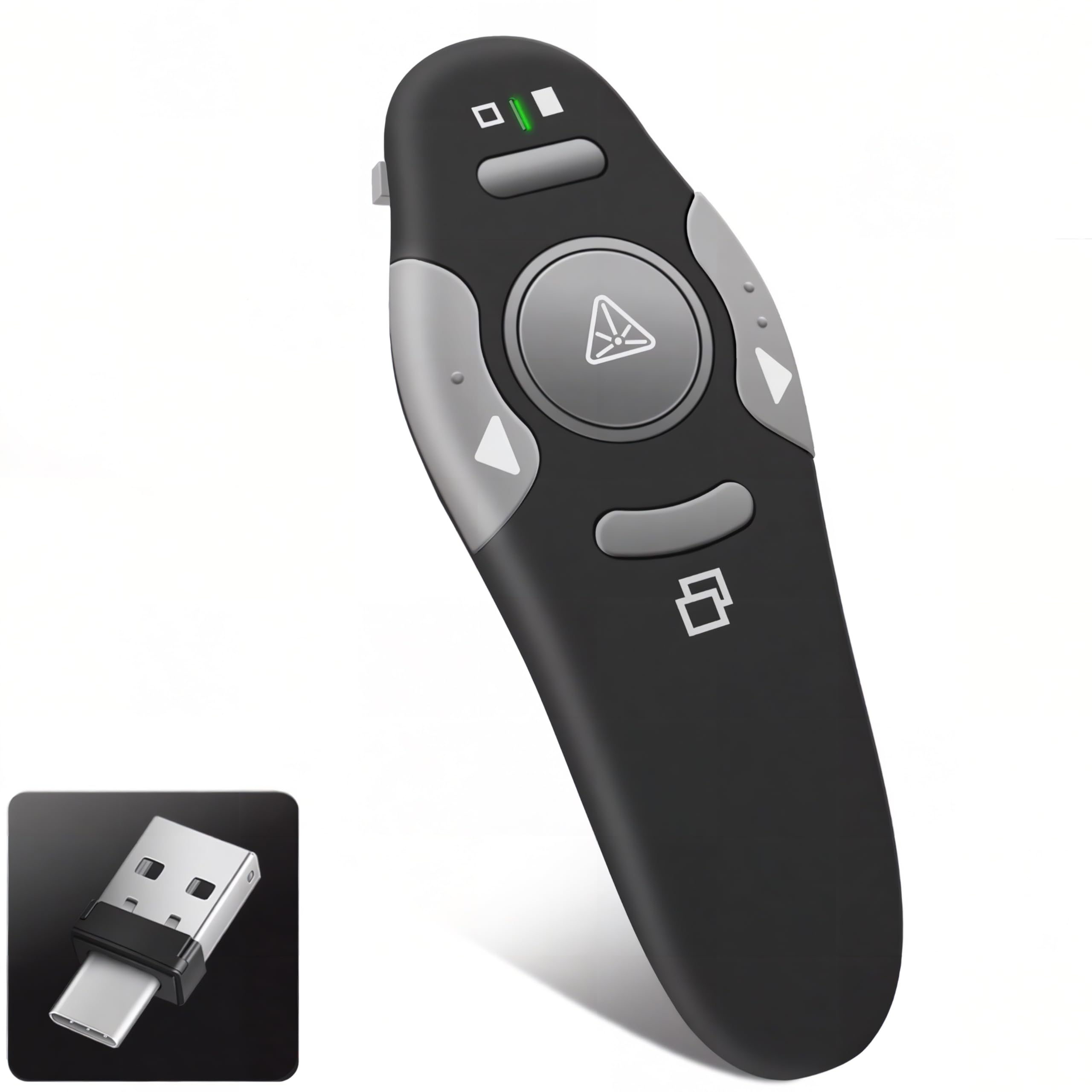 Apresentação Clicker, Red Pointer Remoto, Apresentador Type C&USB Sem Fio, Slideshow PowerPoint Clicker, Compatível com Win10/MAC, Suporte PPT