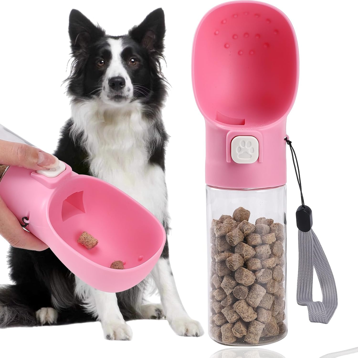 Colorday Alimentador portátil para adestramento de cães, clicker, bolsa de petiscos, para treinamento, caminhada, caminhada e viagem, materiais sem BPA com patente pendente. (293 g, rosa)