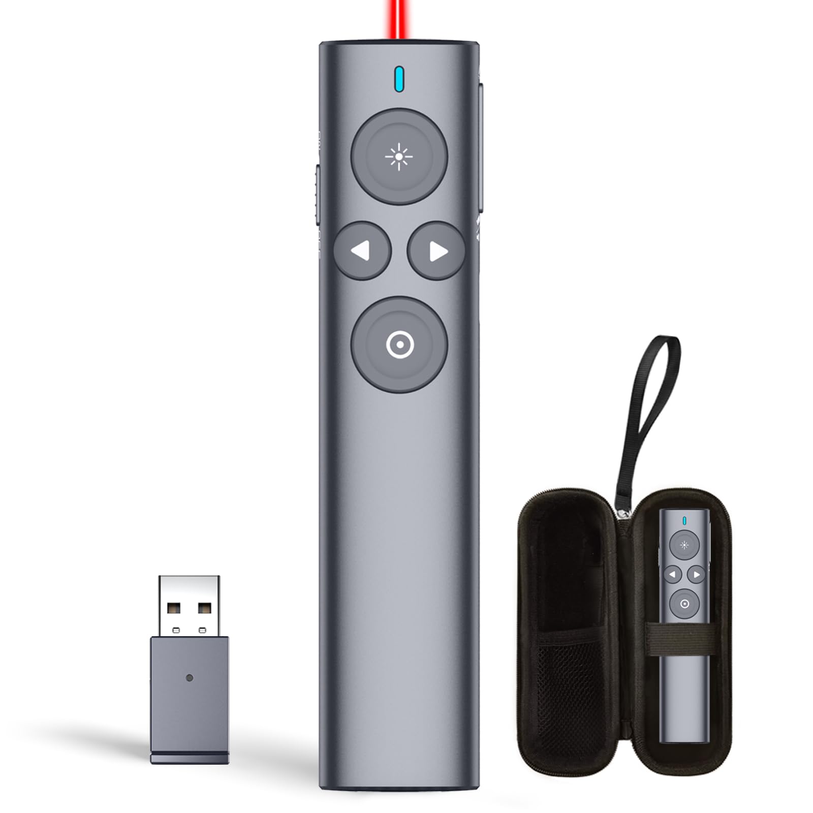 Norwii Presentation Clicker com ponteiro digital para tela LCD de LED de TV, controle remoto de apresentação, clicker de slides, apresentador sem fio com destaque, ampliação, clique esquerdo do mouse