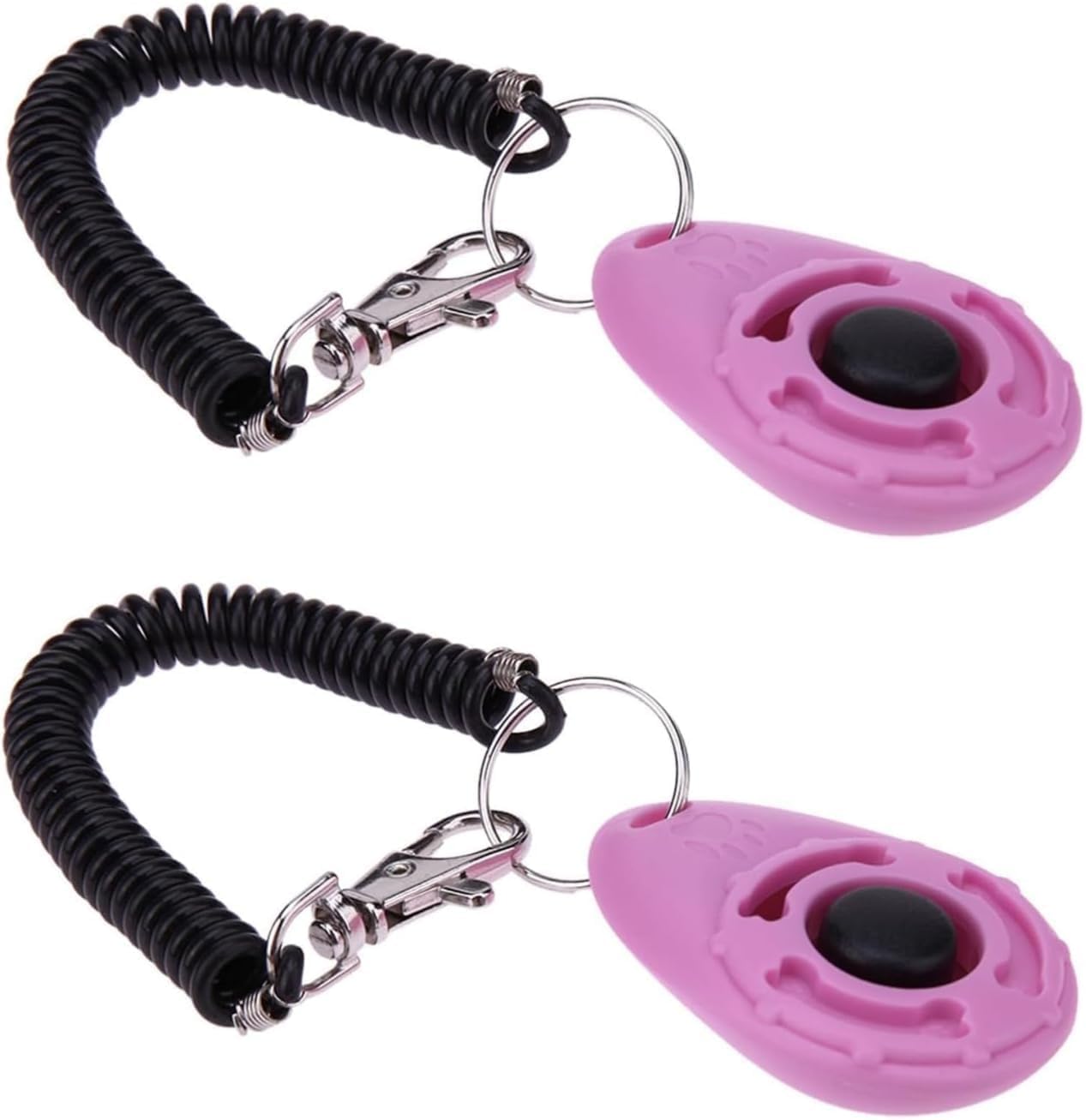 New York Pets 2 peças clicker rosa para treinamento fácil de usar com botão acessórios de treinamento de cães fortes e duradouros, auxiliares de treinamento e comportamento