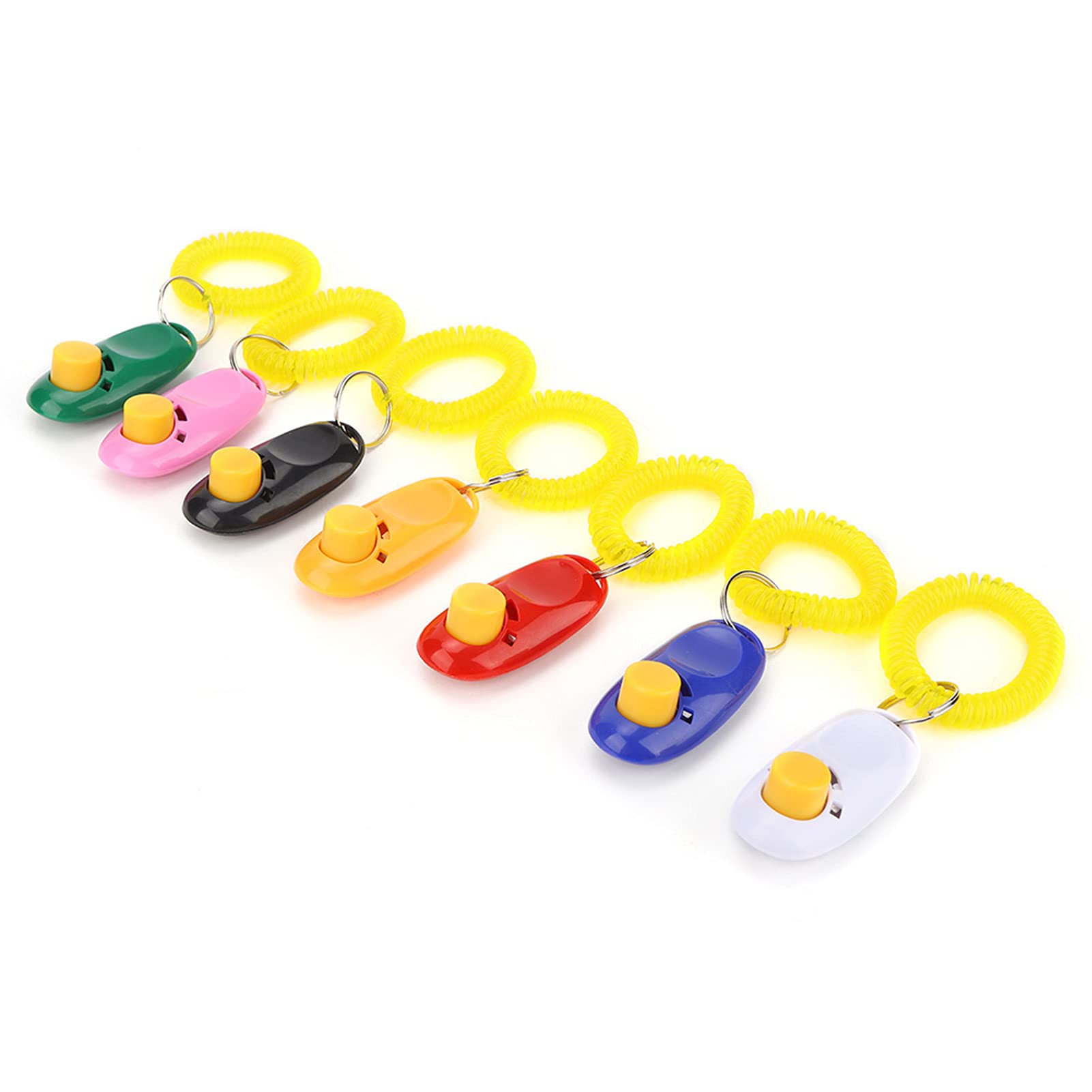 Generic Conjunto Clicker de Treinamento para Animais de Estimação 7 Peças de Ferramentas Ajustáveis duráveis para Guias de Treinamento de Cães e Gatos - Material Leve de PVC - Branco Vermelho Rosa