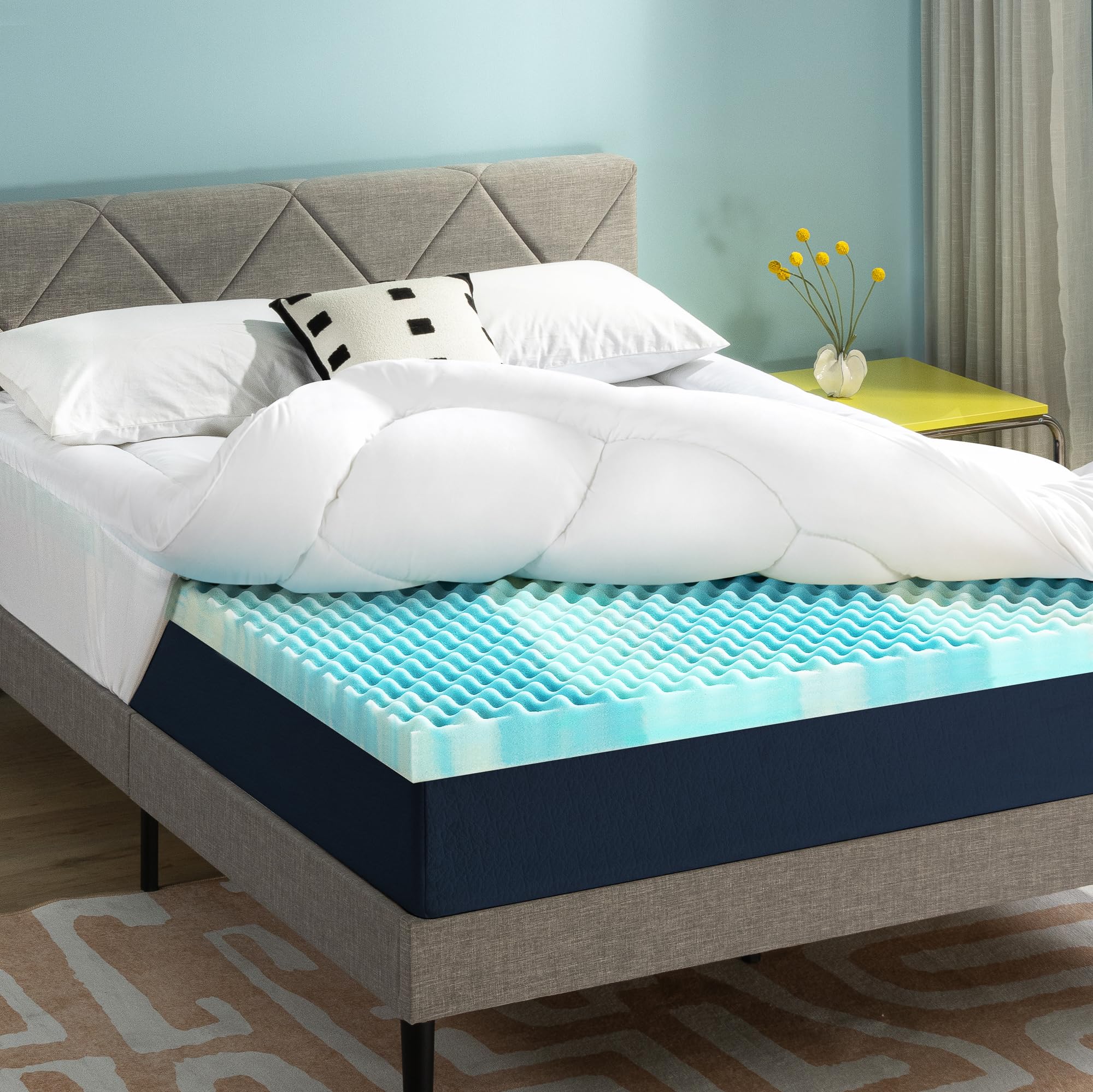 Best Price Mattress Conjunto de colchonete e almofada de 10 cm, cobertura de colchão de espuma de caixa de ovo de 5 cm, almofada de colchão de pelúcia de 5 cm, espuma e tecido seguros certificados,