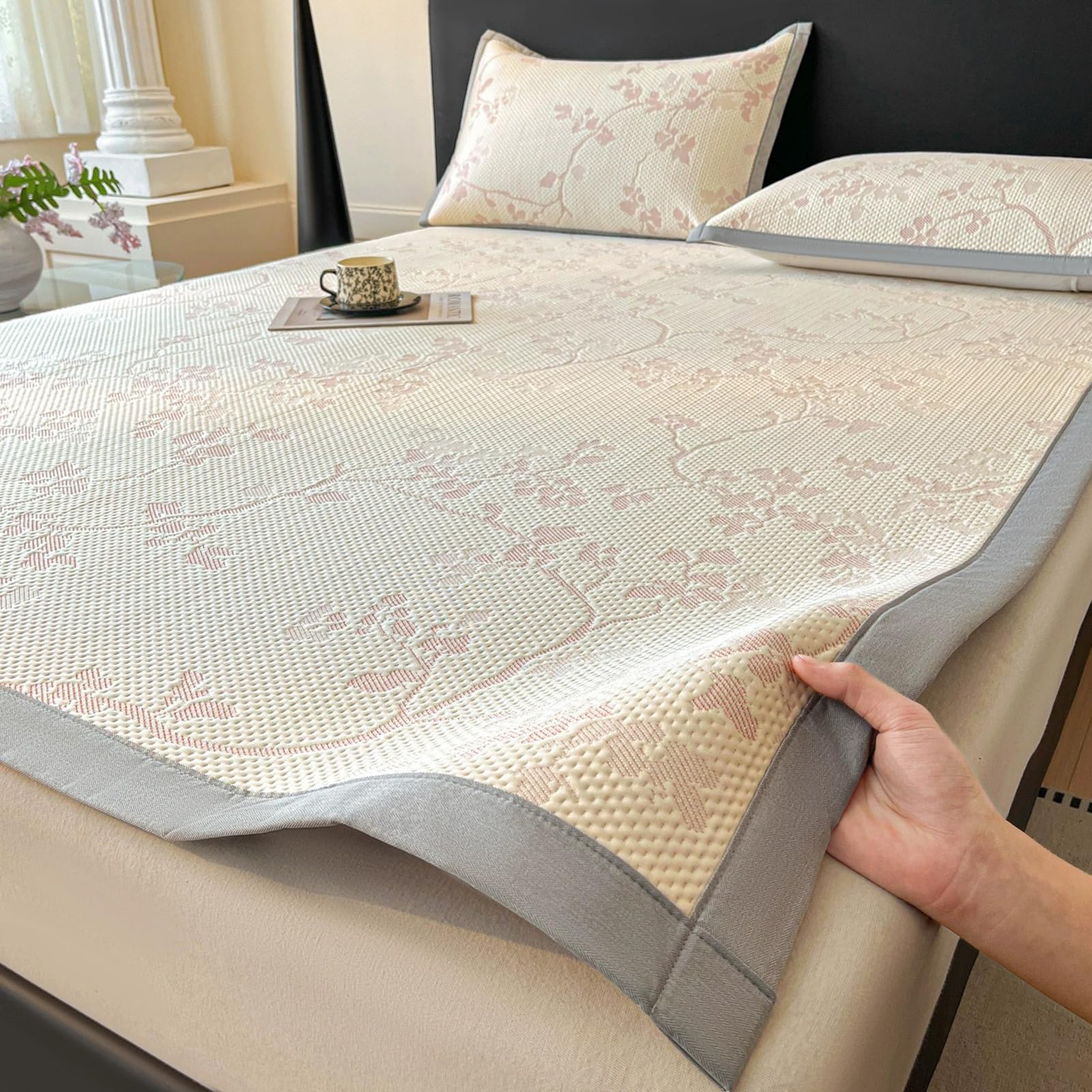 Colchão respirável e refrescante, caixa de ovo de seda gelada 3D, tapete de cama de verão e inverno, superfície de resfriamento ultramacia lavável na máquina (120 x 200 cm + 1 fronha)