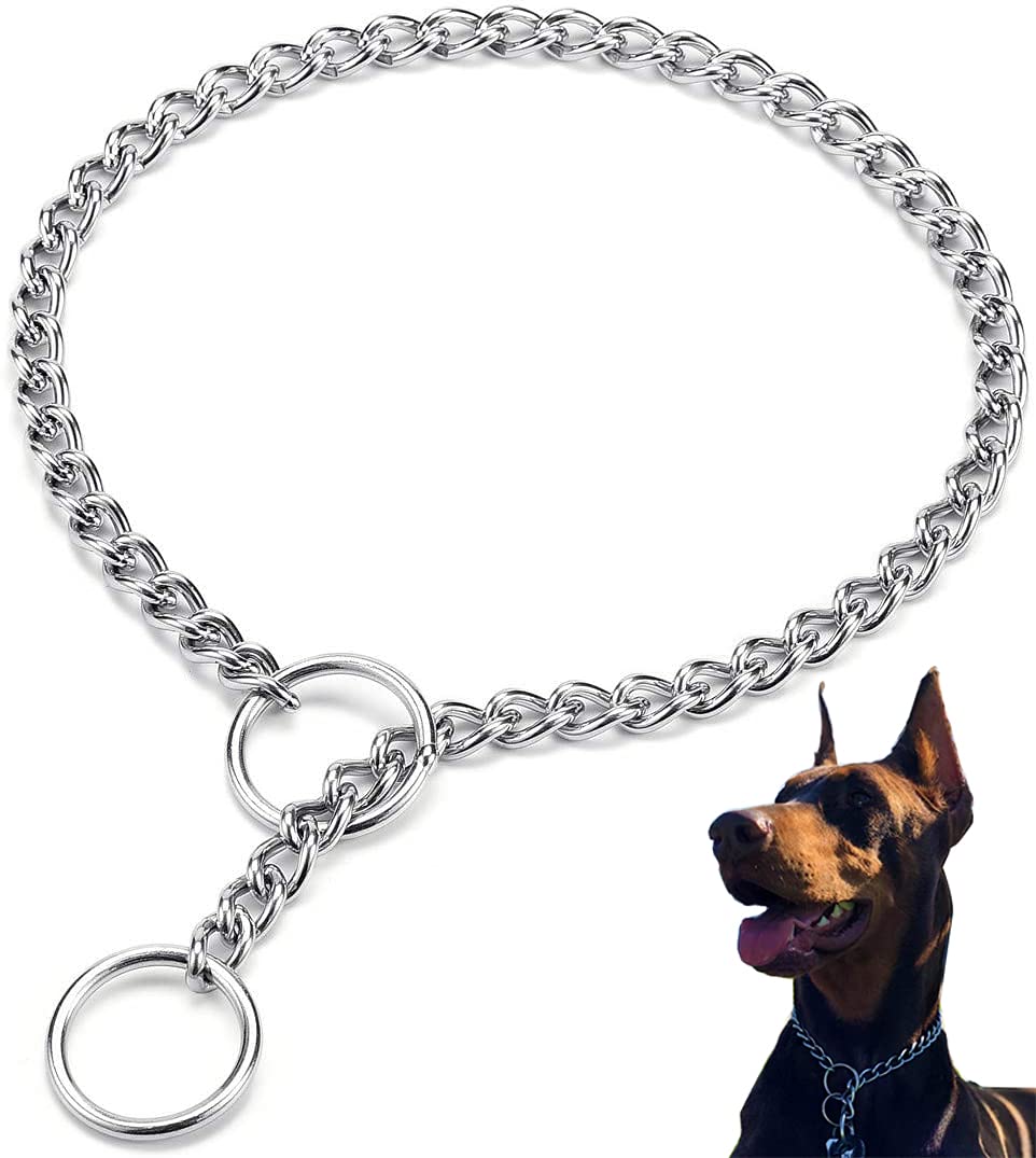 Mystercome Coleira para Cães, Coleira Deslizante, Coleira de Metal, Coleira Anti-Mastigação, Coleira Em P, Coleira de Corrente Grossa, Coleira de Adestramento para Cães, Coleira de Enforcamento