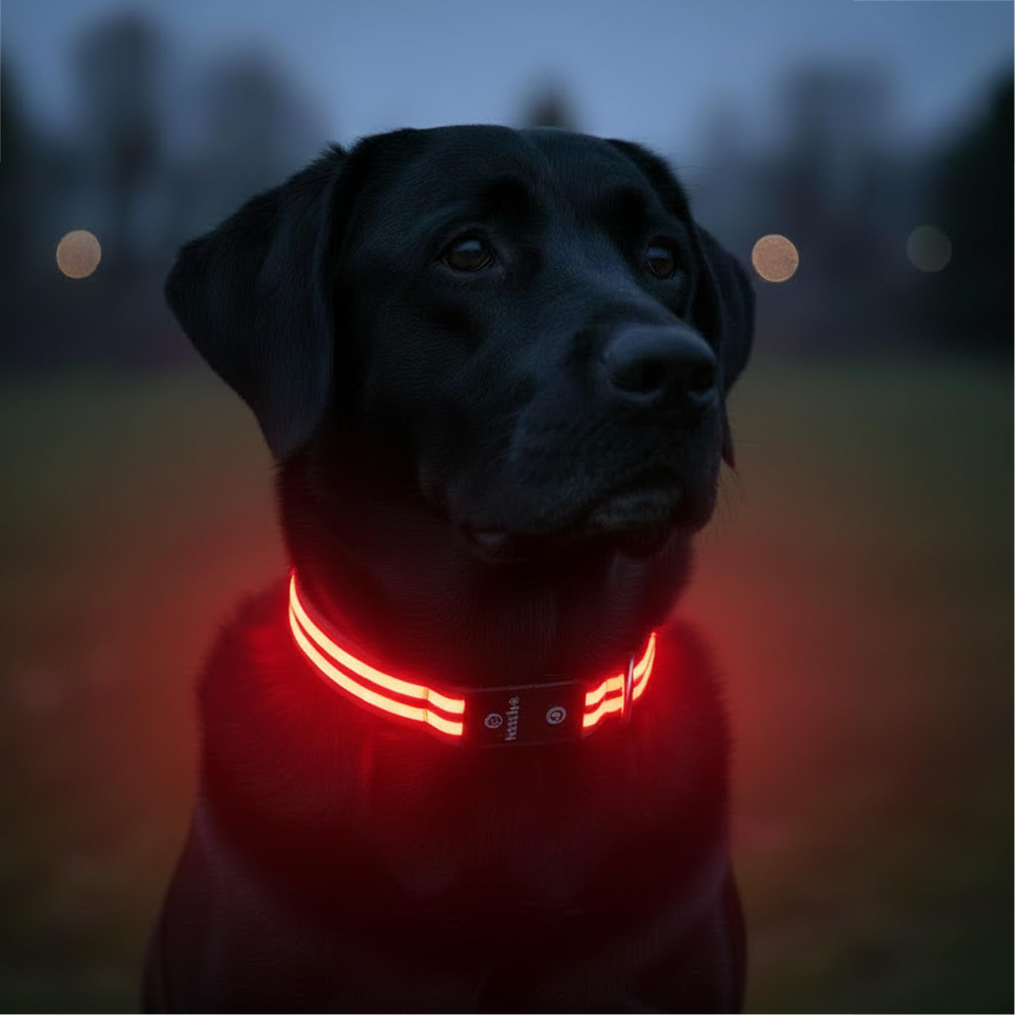 Tractive Coleira para cachorro com iluminação LED recarregável por USB à prova d'água (vermelha)